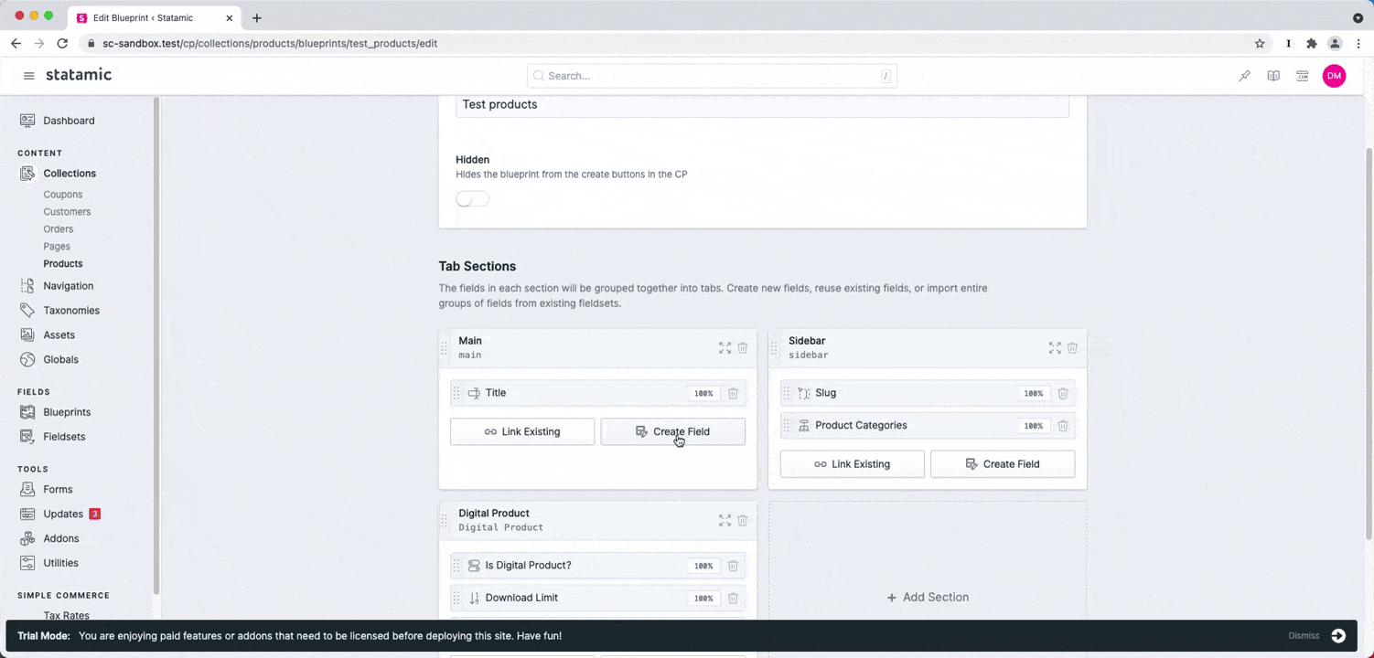 GIF of adding Price field to blueprint